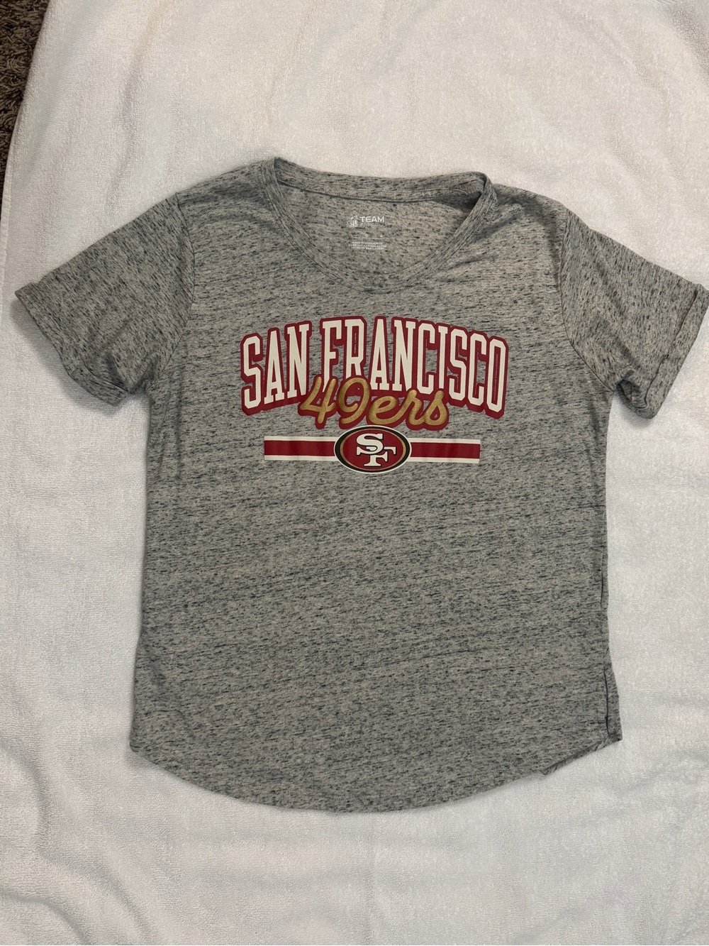 NFL San Francisco 49ers Gray Tee with Red & Gold Logo